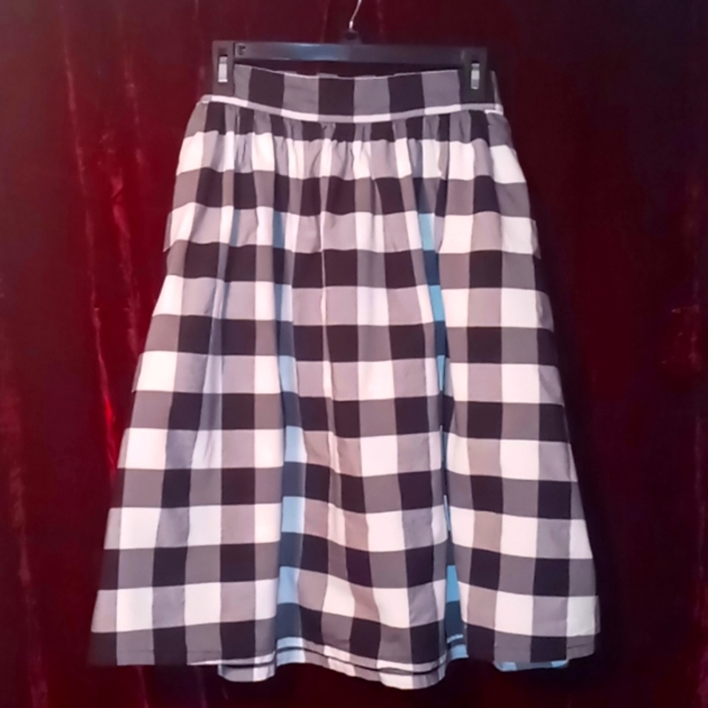 Black and White plaid midi skirt